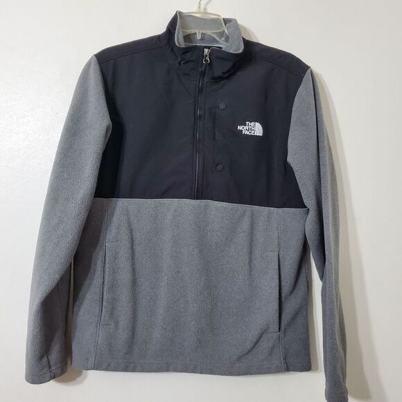 The North Face Mens Sz Medium Half-Zip Pullover Jacket Fleece TNF Black & Gray - Picture 1 of 7